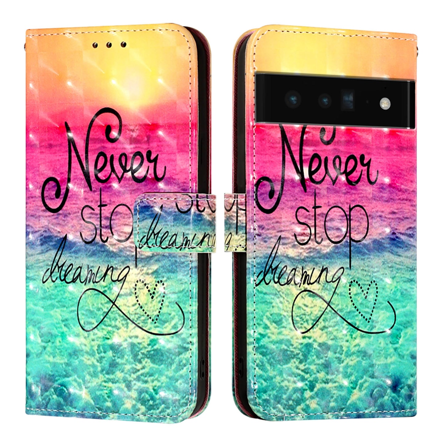 Google Pixel 6 Pro Leather Flip Phone Case with 3D Painted Design, Card Holder, Wallet & Stand Function - Durable Protection & Easy Access