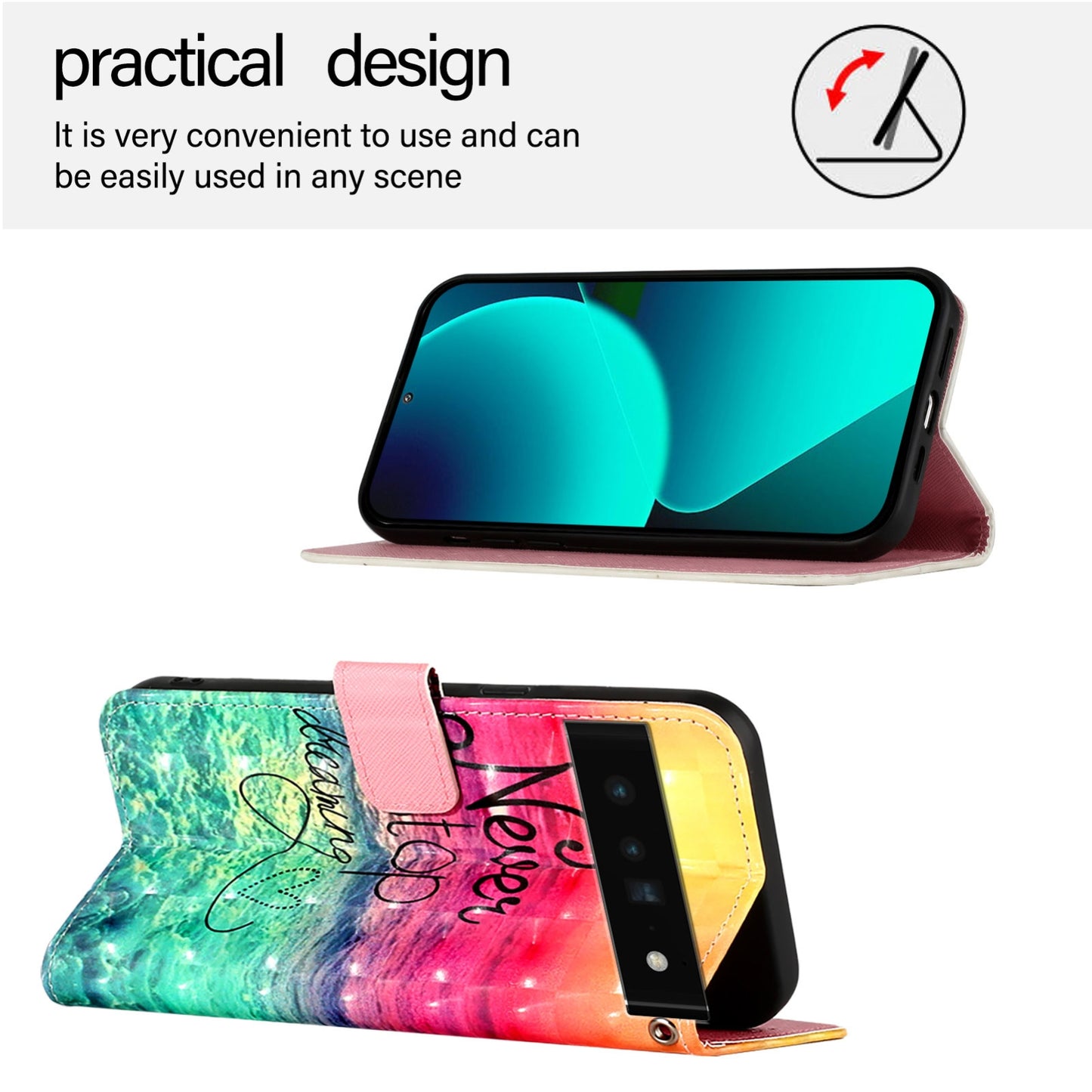 Google Pixel 6 Pro Leather Flip Phone Case with 3D Painted Design, Card Holder, Wallet & Stand Function - Durable Protection & Easy Access
