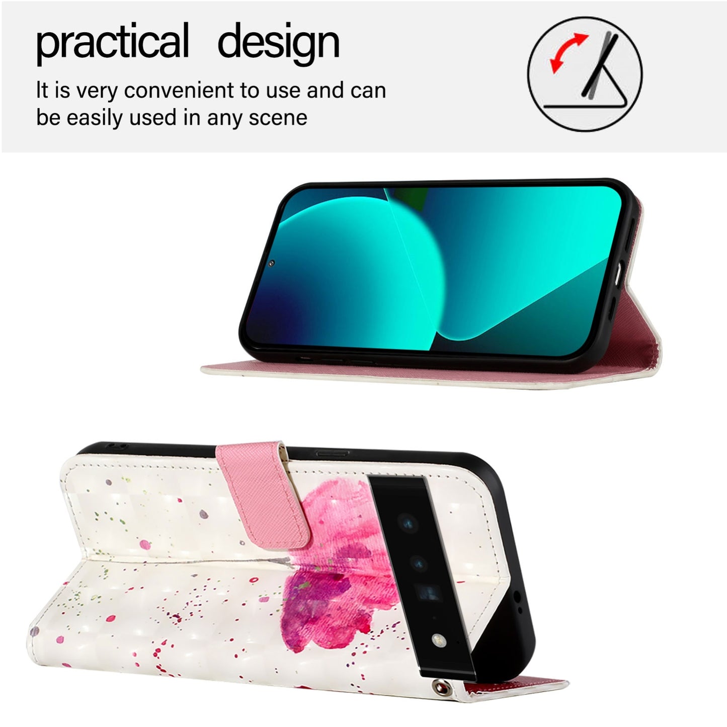 Google Pixel 6 Pro Leather Flip Phone Case with 3D Painted Design, Card Holder, Wallet & Stand Function - Durable Protection & Easy Access
