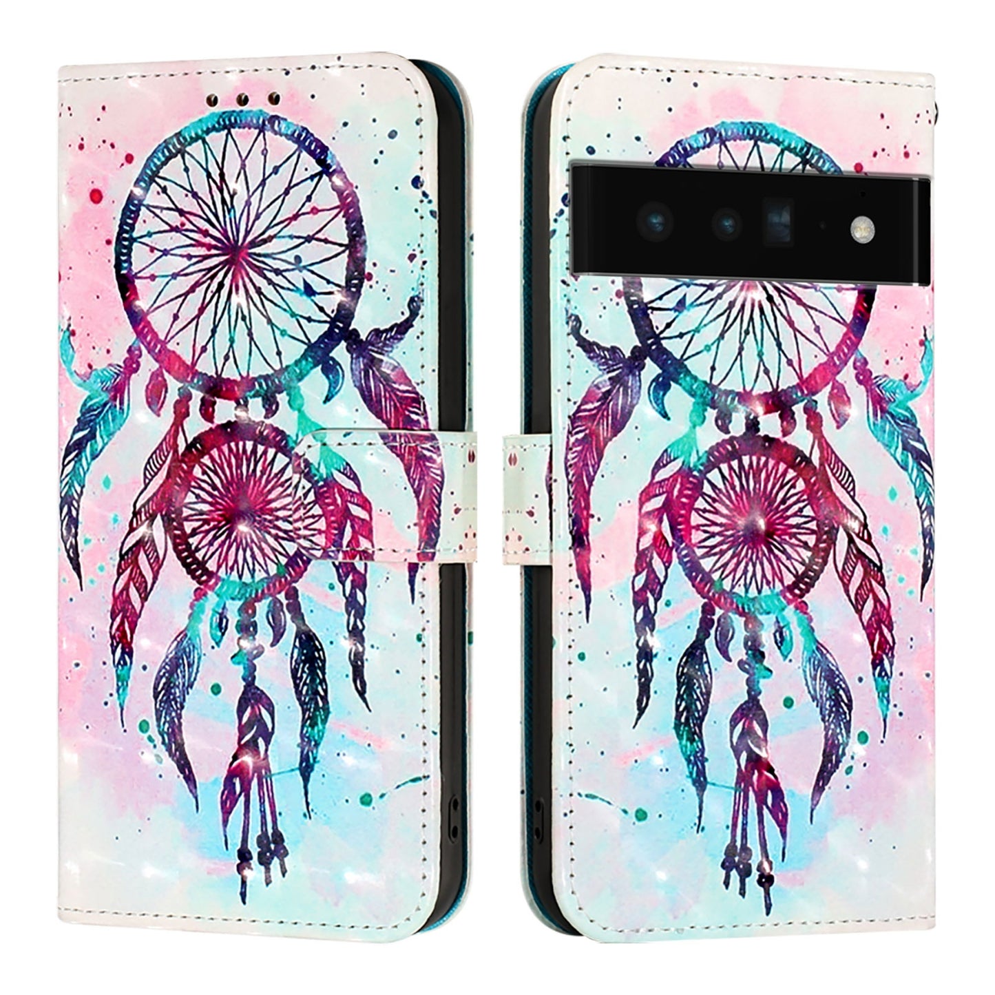 Google Pixel 6 Pro Leather Flip Phone Case with 3D Painted Design, Card Holder, Wallet & Stand Function - Durable Protection & Easy Access