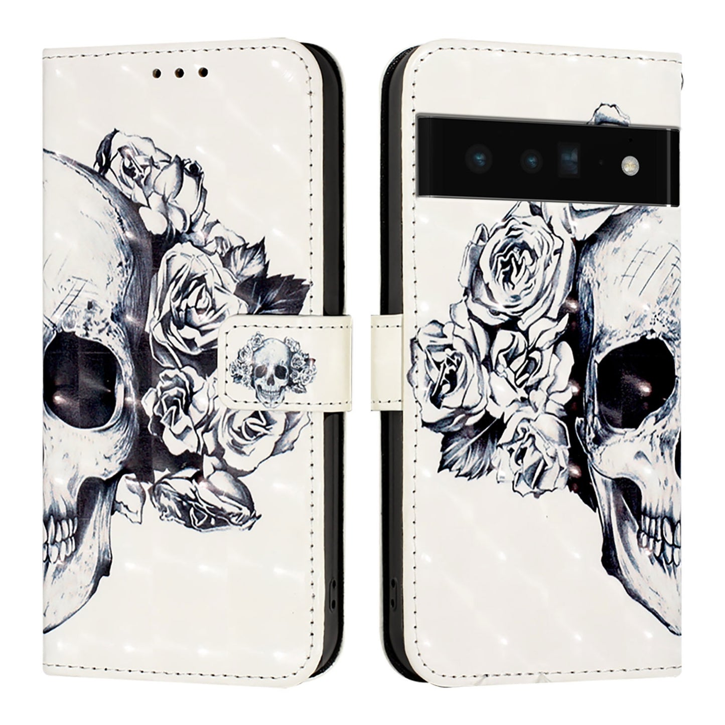 Google Pixel 6 Pro Leather Flip Phone Case with 3D Painted Design, Card Holder, Wallet & Stand Function - Durable Protection & Easy Access