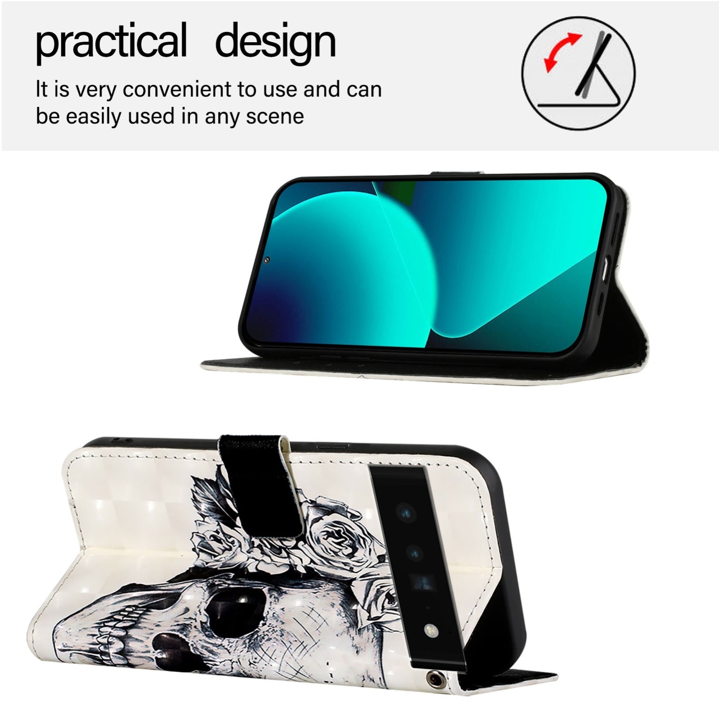 Google Pixel 6 Pro Leather Flip Phone Case with 3D Painted Design, Card Holder, Wallet & Stand Function - Durable Protection & Easy Access