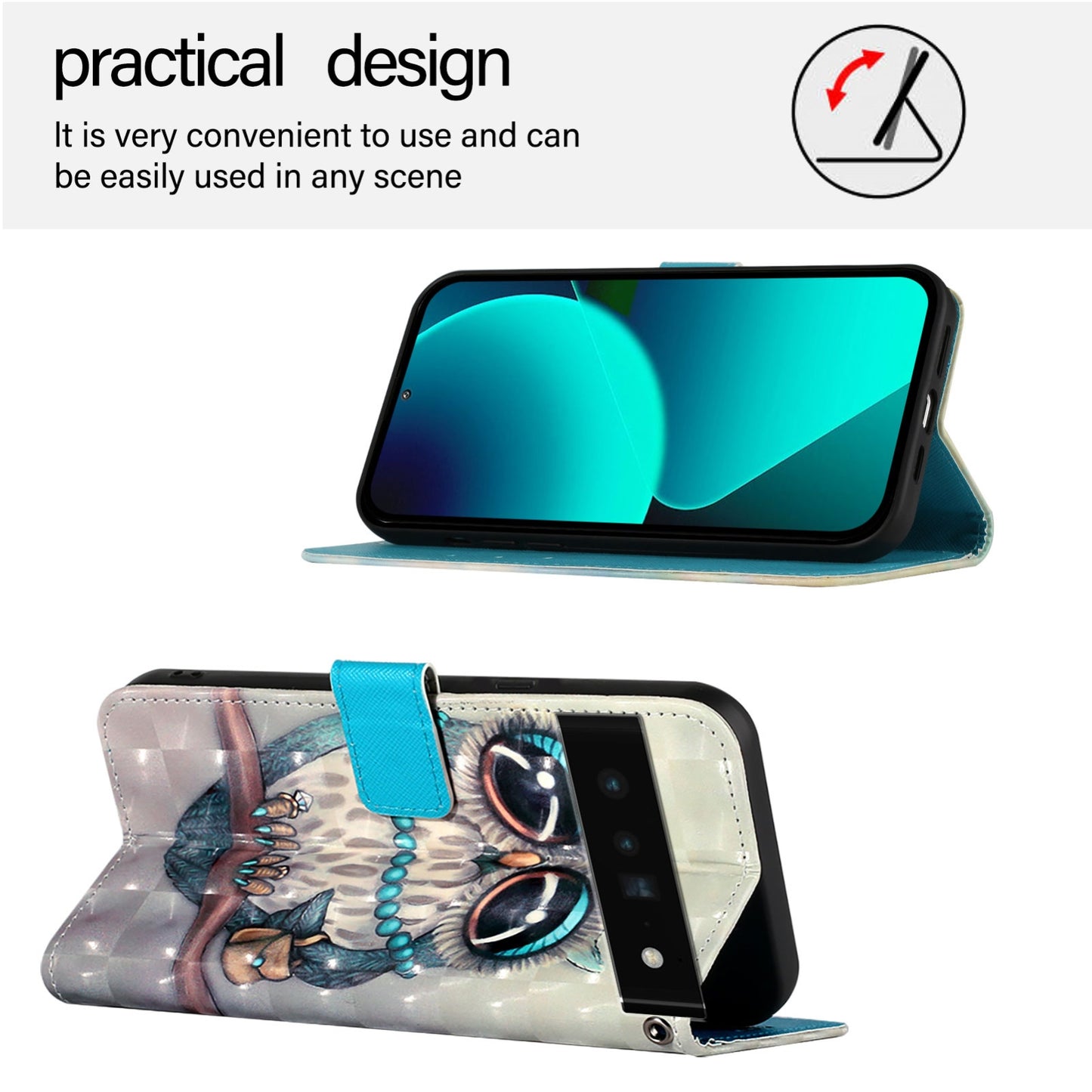 Google Pixel 6 Pro Leather Flip Phone Case with 3D Painted Design, Card Holder, Wallet & Stand Function - Durable Protection & Easy Access