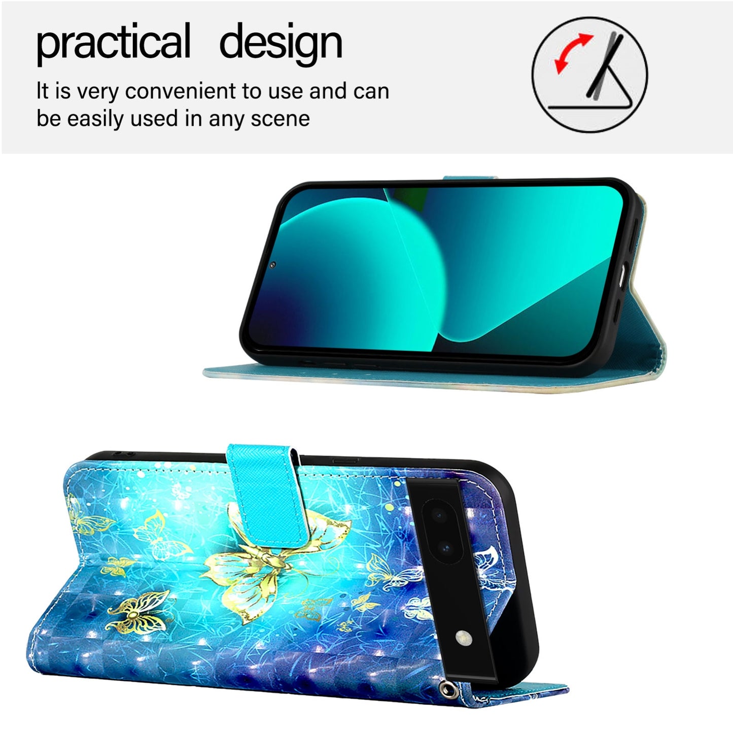 Google Pixel 6a Leather Flip Phone Case with 3D Painted Design, Card Holder, Wallet & Stand Function - Durable Protection & Easy Access