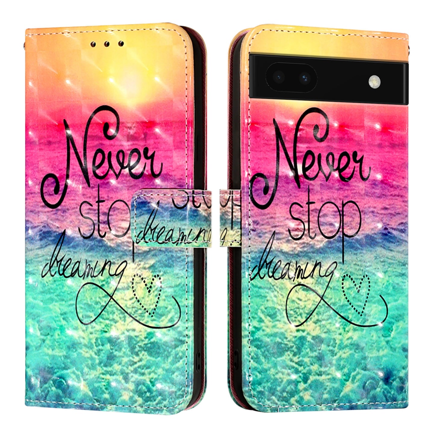 Google Pixel 6a Leather Flip Phone Case with 3D Painted Design, Card Holder, Wallet & Stand Function - Durable Protection & Easy Access