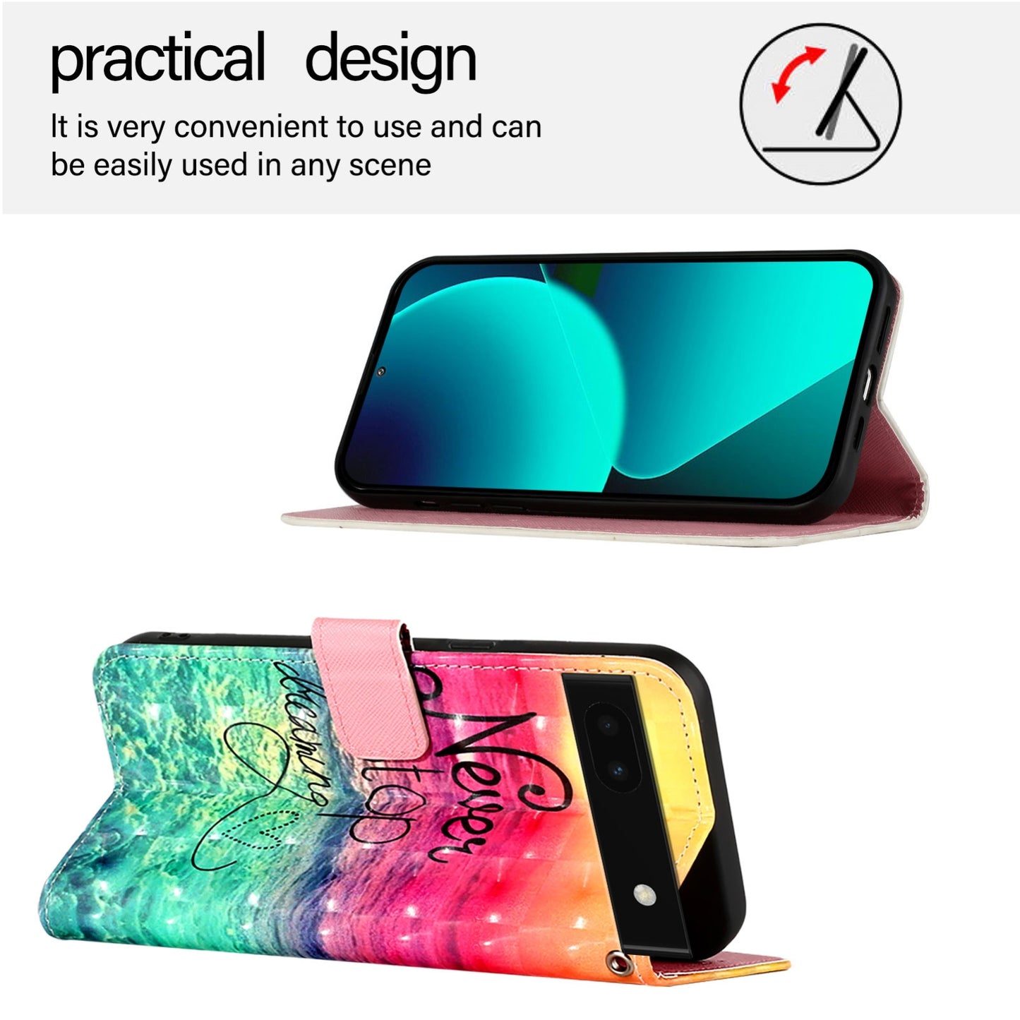 Google Pixel 6a Leather Flip Phone Case with 3D Painted Design, Card Holder, Wallet & Stand Function - Durable Protection & Easy Access
