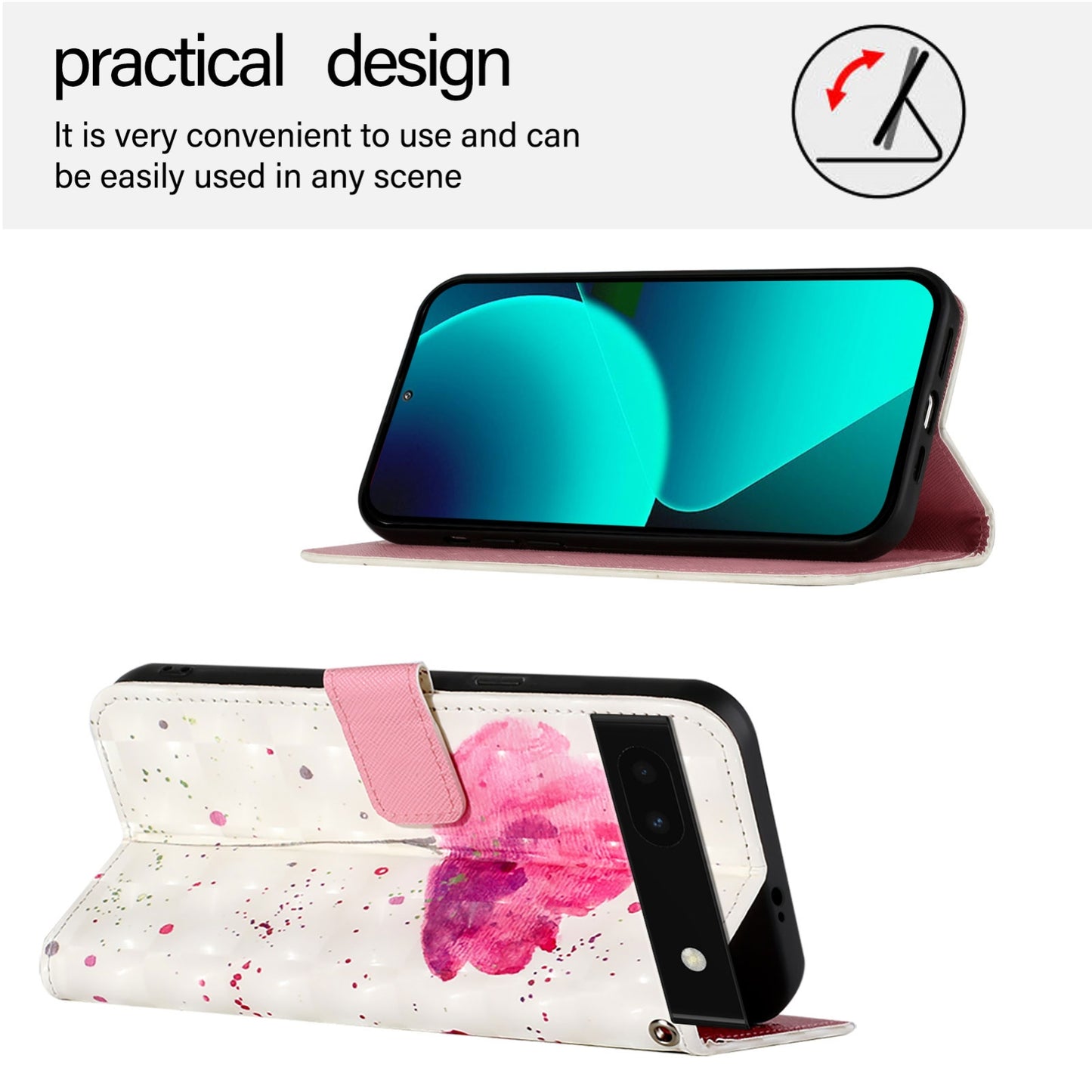Google Pixel 6a Leather Flip Phone Case with 3D Painted Design, Card Holder, Wallet & Stand Function - Durable Protection & Easy Access