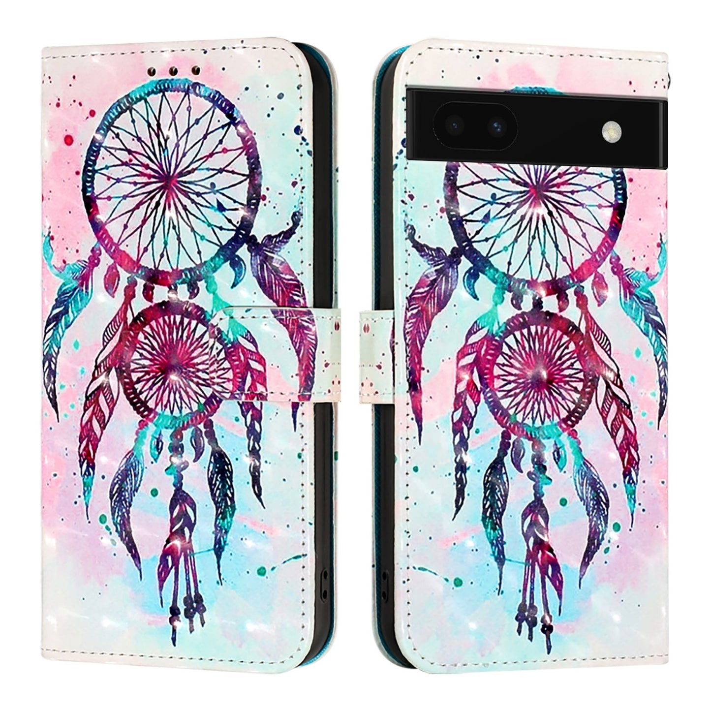 Google Pixel 6a Leather Flip Phone Case with 3D Painted Design, Card Holder, Wallet & Stand Function - Durable Protection & Easy Access