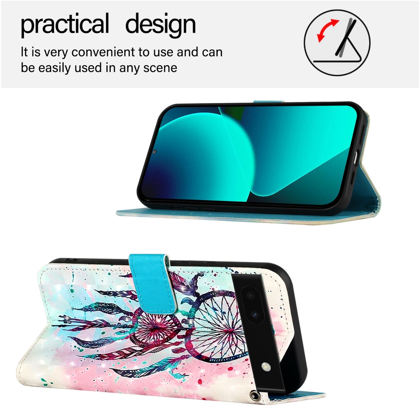 Google Pixel 6a Leather Flip Phone Case with 3D Painted Design, Card Holder, Wallet & Stand Function - Durable Protection & Easy Access
