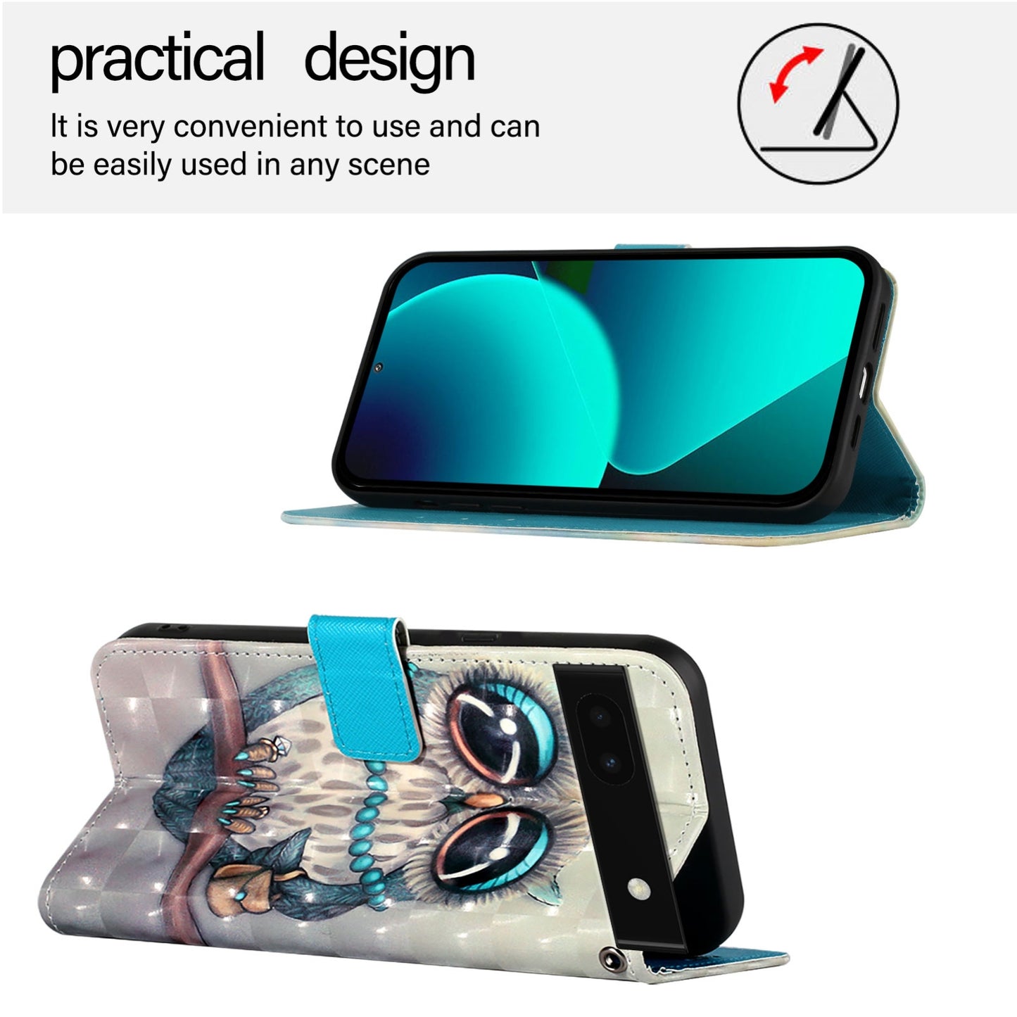 Google Pixel 6a Leather Flip Phone Case with 3D Painted Design, Card Holder, Wallet & Stand Function - Durable Protection & Easy Access