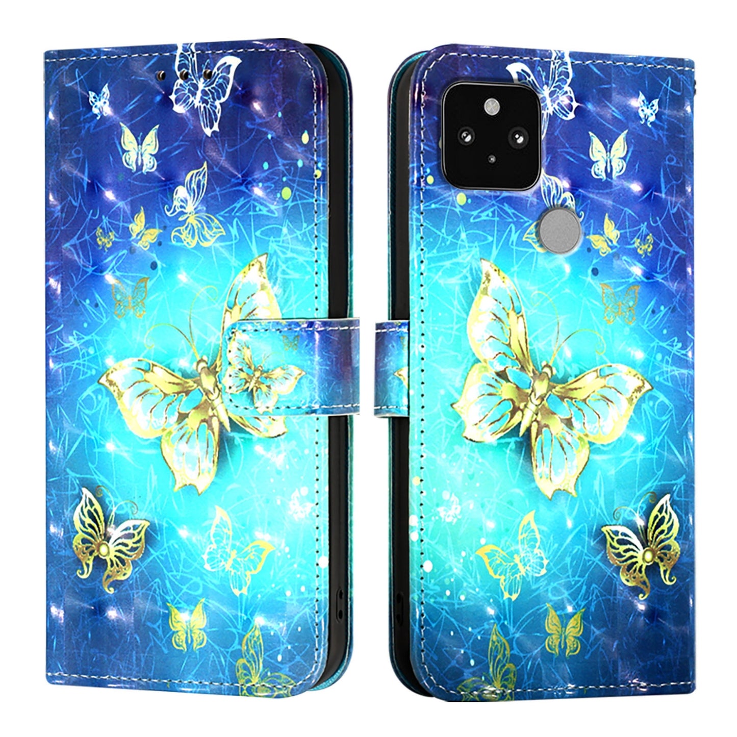 Google Pixel 5 Leather Flip Phone Case with 3D Painted Design, Card Holder, Wallet & Stand Function - Durable Protection & Easy Access