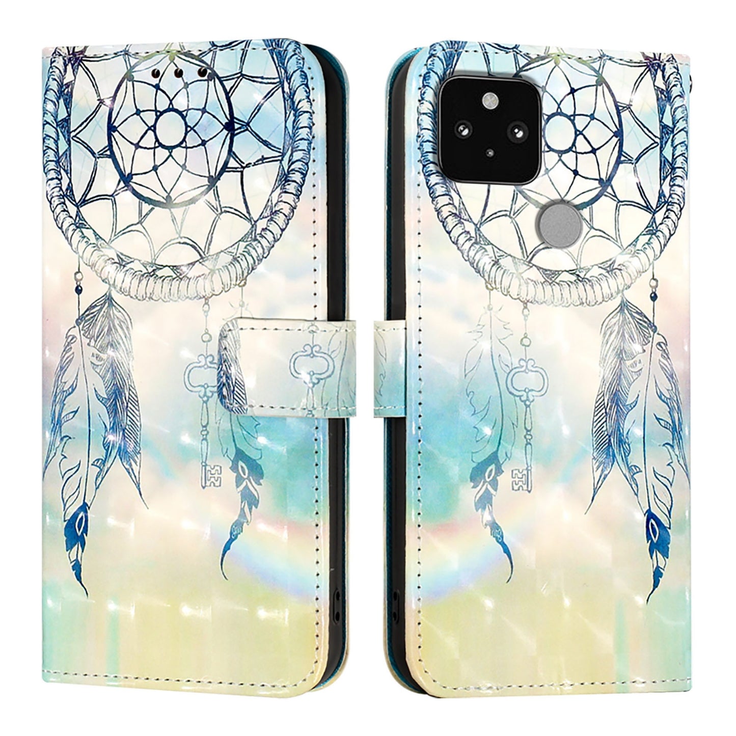 Google Pixel 5 Leather Flip Phone Case with 3D Painted Design, Card Holder, Wallet & Stand Function - Durable Protection & Easy Access