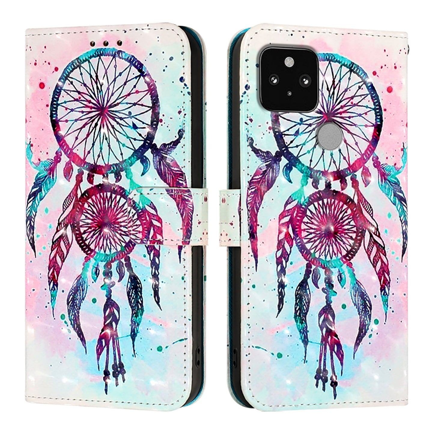 Google Pixel 5 Leather Flip Phone Case with 3D Painted Design, Card Holder, Wallet & Stand Function - Durable Protection & Easy Access