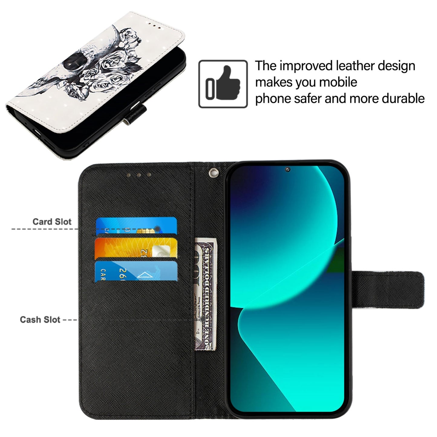 Google Pixel 5 Leather Flip Phone Case with 3D Painted Design, Card Holder, Wallet & Stand Function - Durable Protection & Easy Access