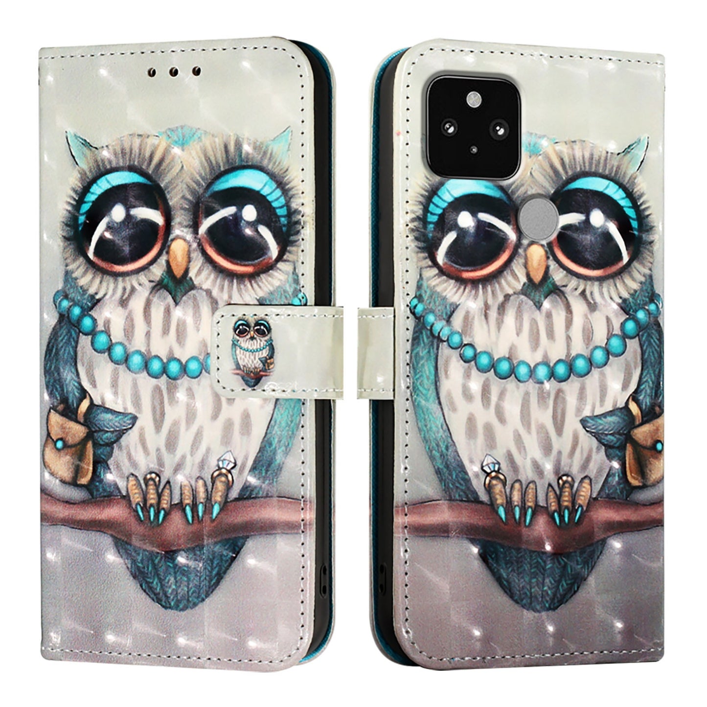 Google Pixel 5 Leather Flip Phone Case with 3D Painted Design, Card Holder, Wallet & Stand Function - Durable Protection & Easy Access
