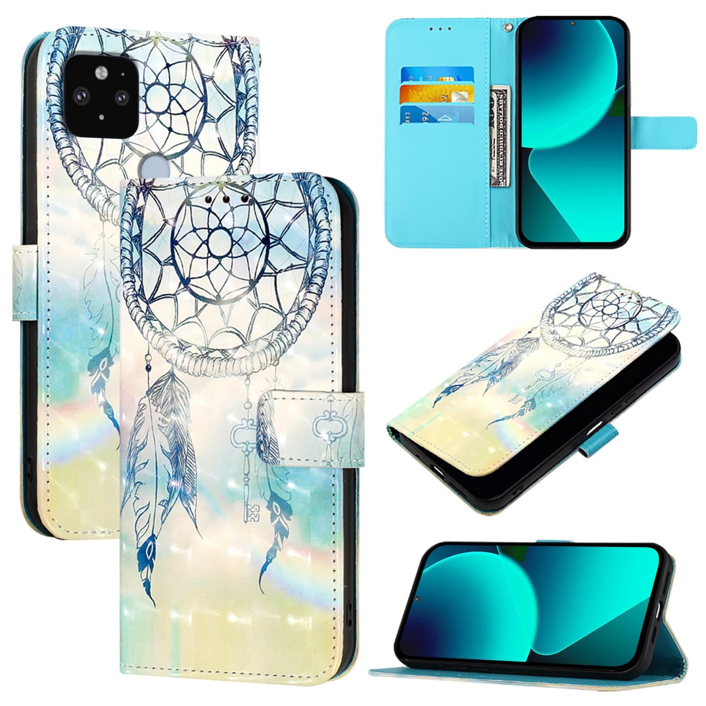 Google Pixel 4a Leather Flip Phone Case with 3D Painted Design, Card Holder, Wallet & Stand Function - Durable Protection & Easy Access