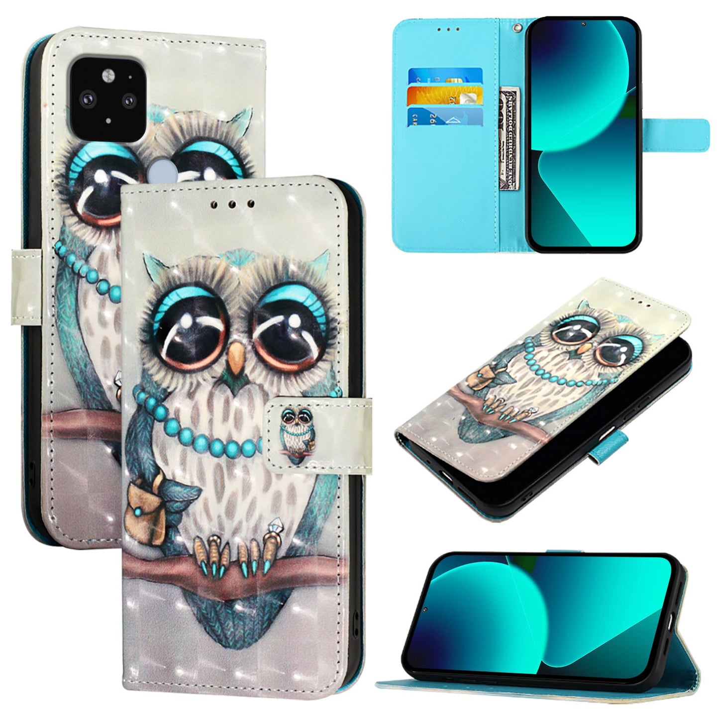 Google Pixel 4a Leather Flip Phone Case with 3D Painted Design, Card Holder, Wallet & Stand Function - Durable Protection & Easy Access