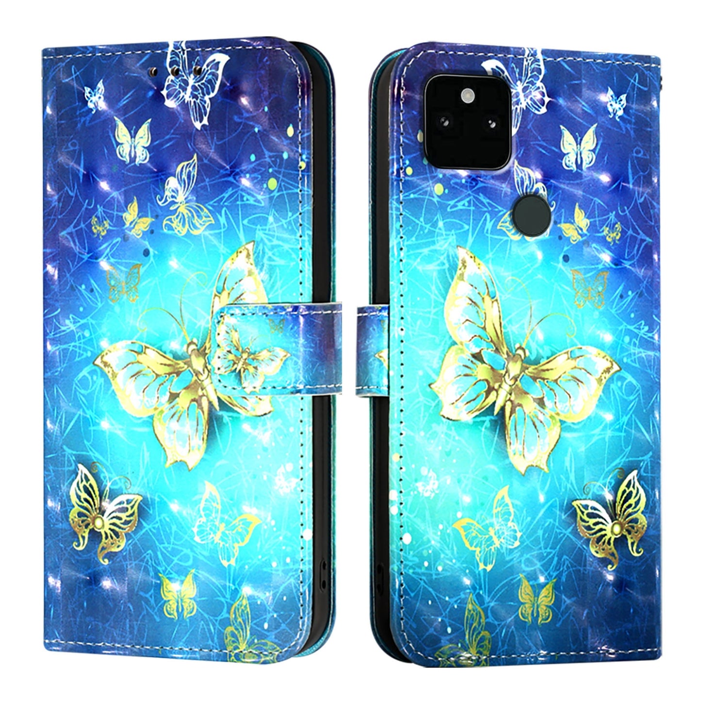 Google Pixel 5a 5G Leather Flip Phone Case with 3D Painted Design, Card Holder, Wallet & Stand Function - Durable Protection & Easy Access