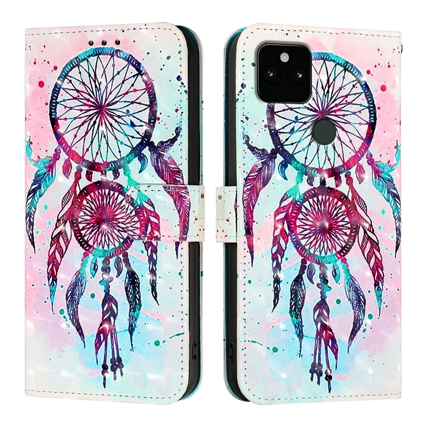 Google Pixel 5a 5G Leather Flip Phone Case with 3D Painted Design, Card Holder, Wallet & Stand Function - Durable Protection & Easy Access