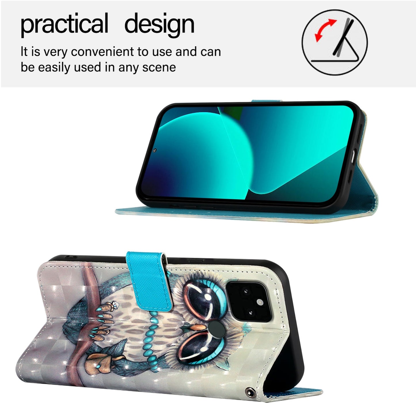 Google Pixel 5a 5G Leather Flip Phone Case with 3D Painted Design, Card Holder, Wallet & Stand Function - Durable Protection & Easy Access