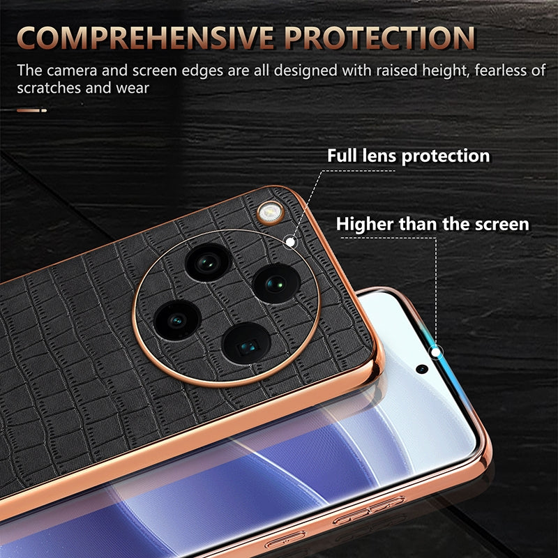 OPPO Find X8 Pro Luxury Case - Electroplated Frame, Crocodile Texture Leather, Full Coverage Protection, Anti-Fingerprint & Shockproof