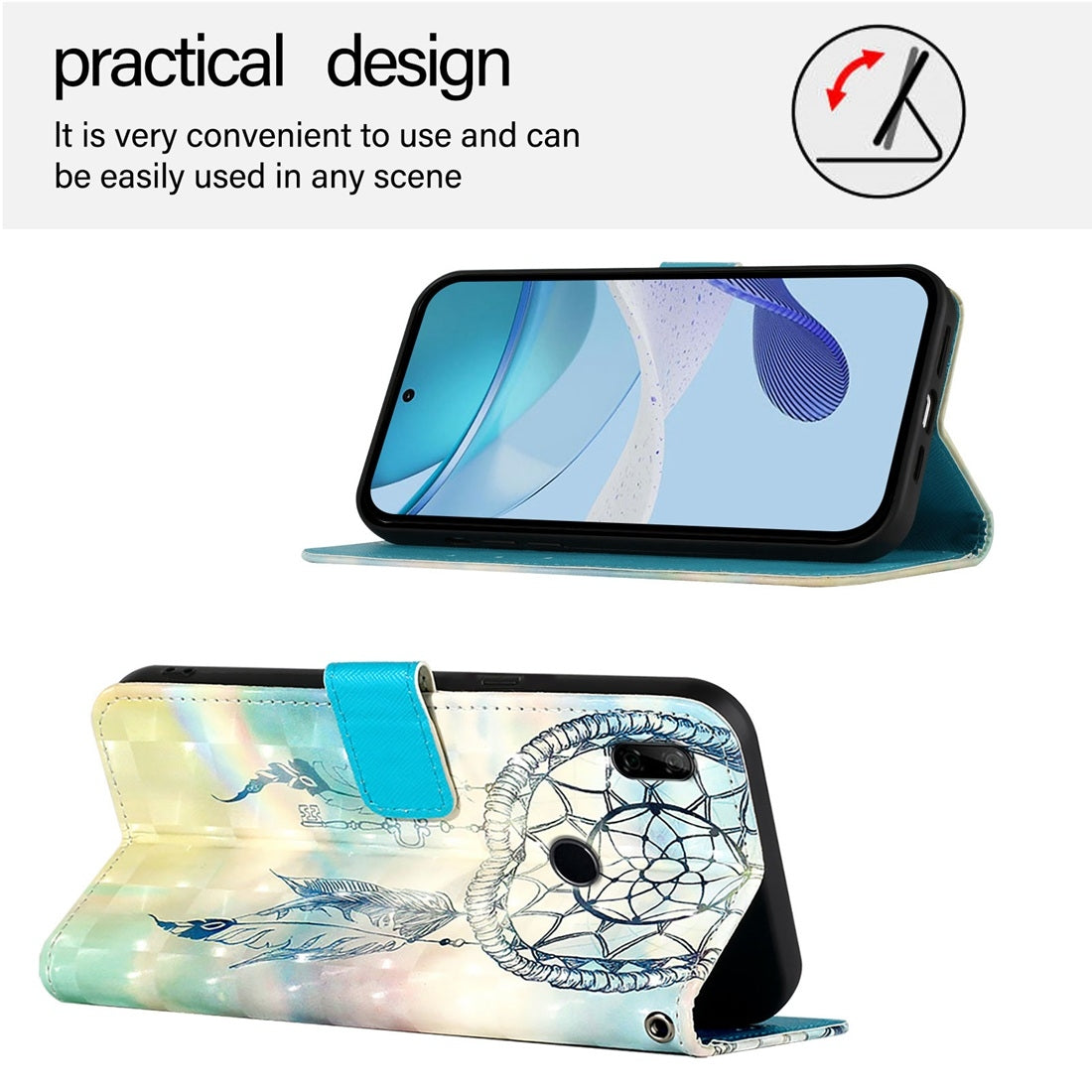 Honor 9X Global Leather Flip Phone Case with 3D Painted Design, Card Holder, Wallet & Stand Function - Durable Protection & Easy Access