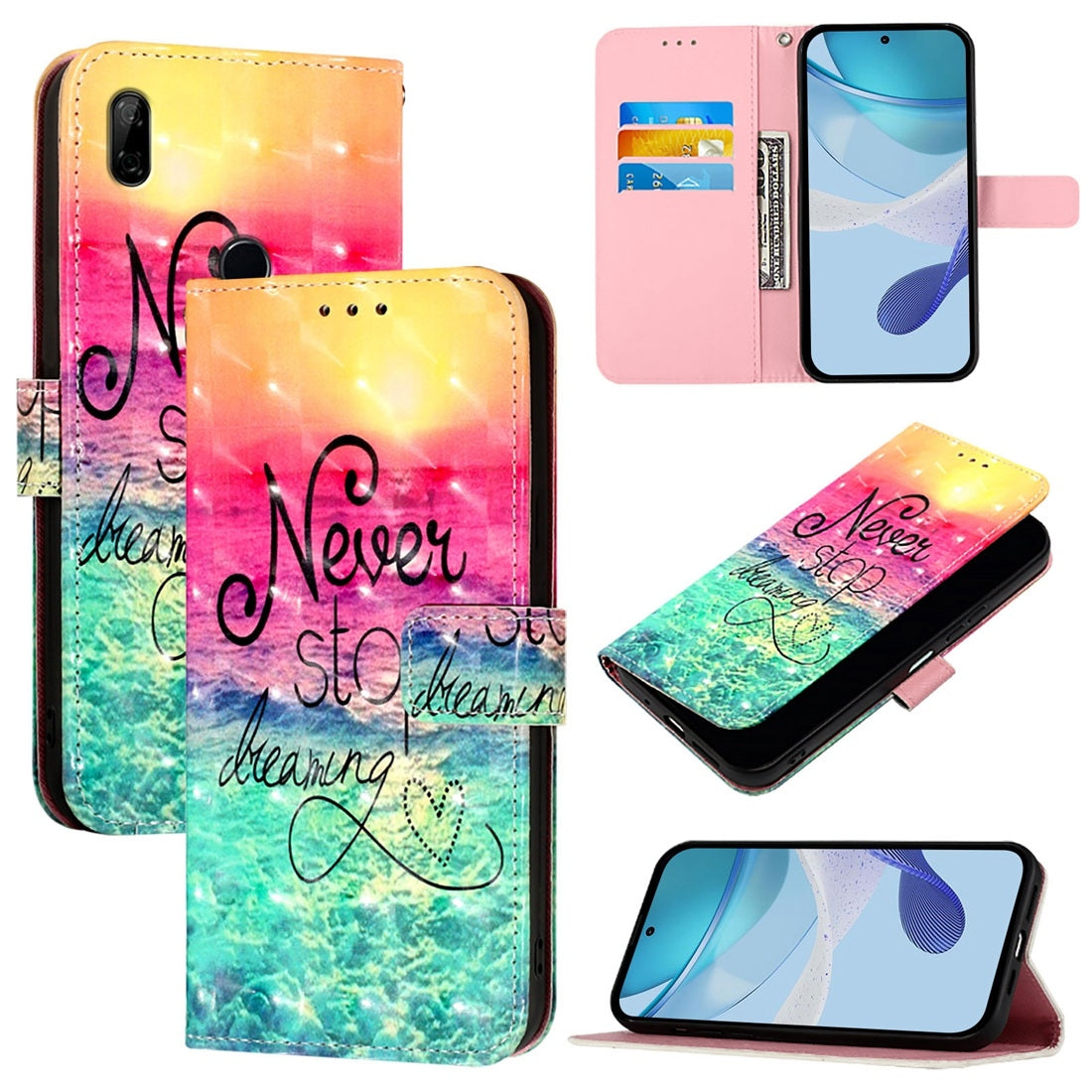Honor 9X Global Leather Flip Phone Case with 3D Painted Design, Card Holder, Wallet & Stand Function - Durable Protection & Easy Access