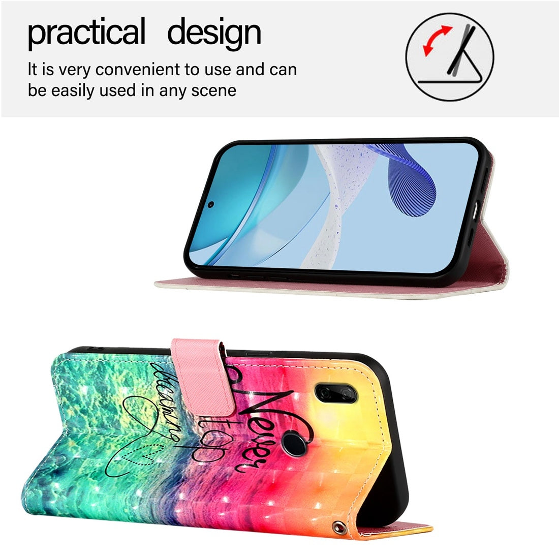 Honor 9X Global Leather Flip Phone Case with 3D Painted Design, Card Holder, Wallet & Stand Function - Durable Protection & Easy Access