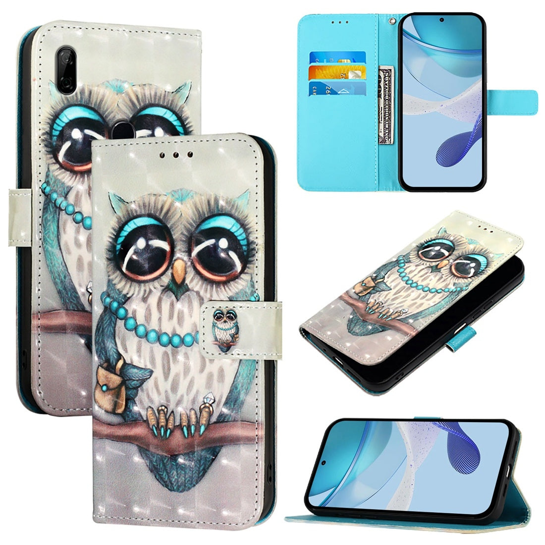 Honor 9X Global Leather Flip Phone Case with 3D Painted Design, Card Holder, Wallet & Stand Function - Durable Protection & Easy Access