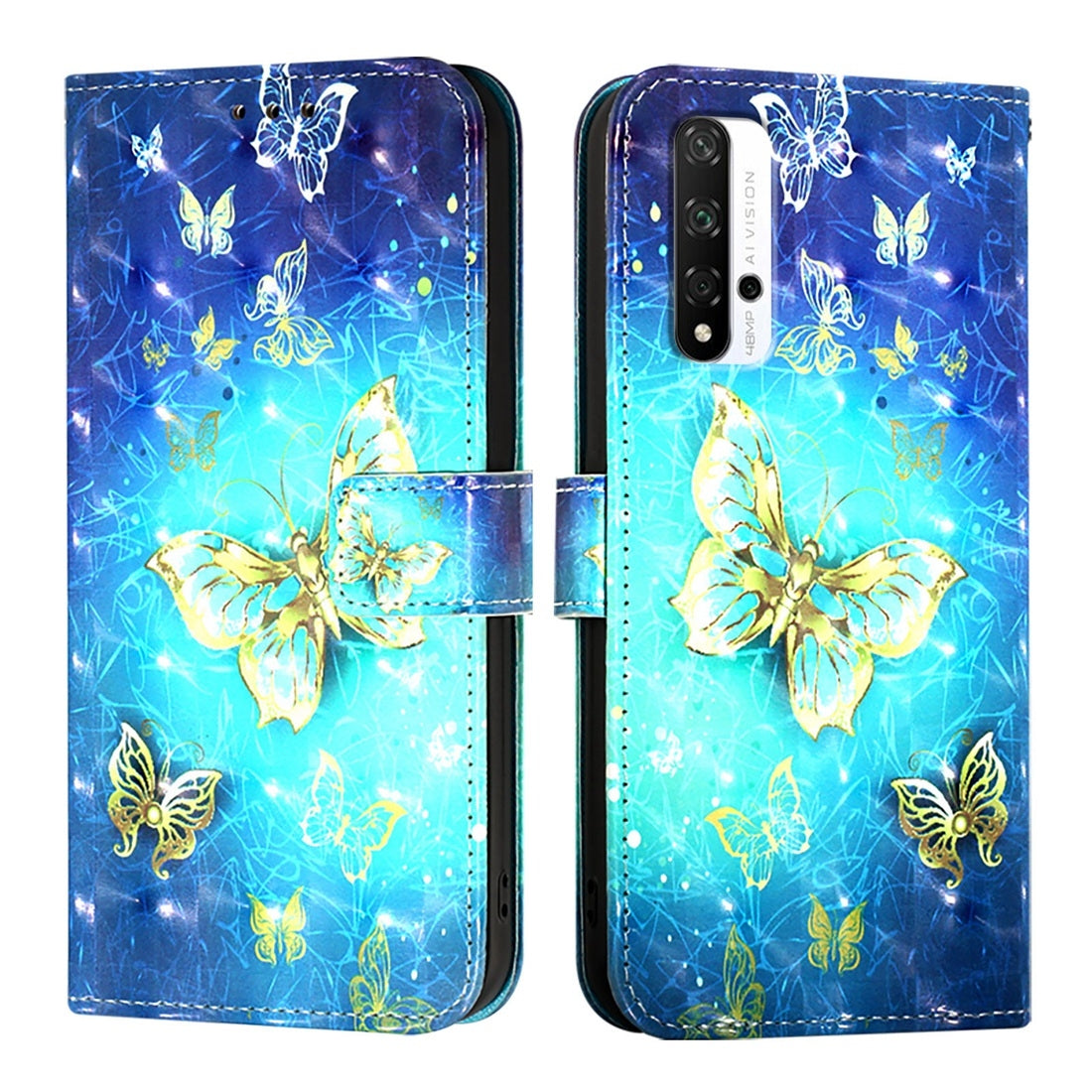 Honor 20 Pro Leather Flip Phone Case with 3D Painted Design, Card Holder, Wallet & Stand Function - Durable Protection & Easy Access