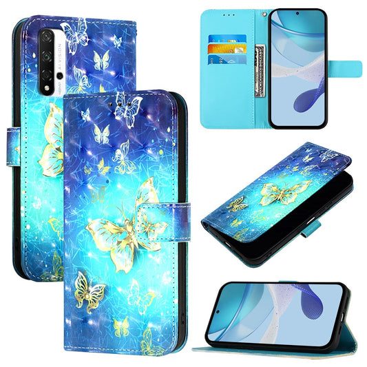 Honor 20 Pro Leather Flip Phone Case with 3D Painted Design, Card Holder, Wallet & Stand Function - Durable Protection & Easy Access