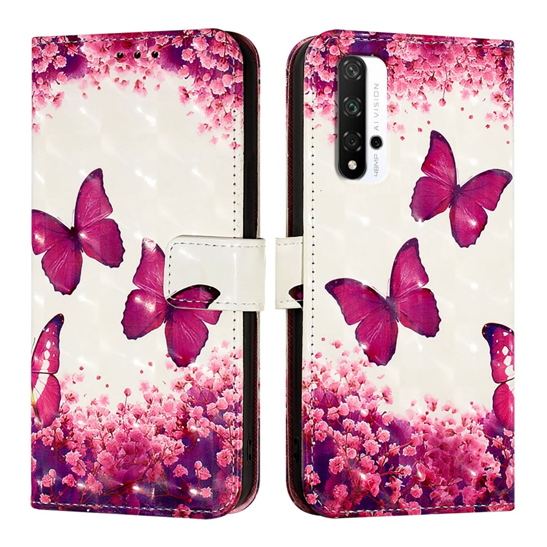 Honor 20 Pro Leather Flip Phone Case with 3D Painted Design, Card Holder, Wallet & Stand Function - Durable Protection & Easy Access