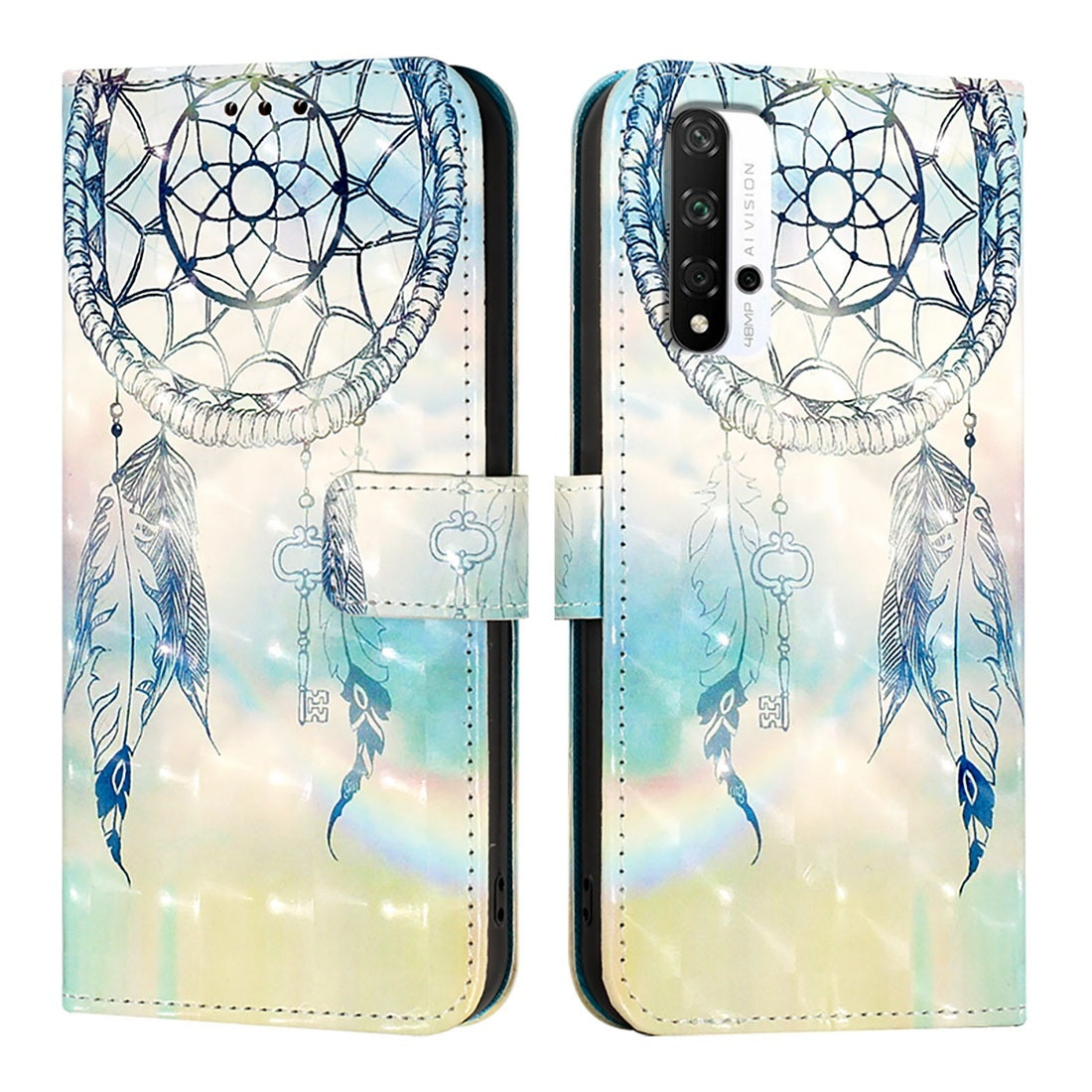Honor 20 Leather Flip Phone Case with 3D Painted Design, Card Holder, Wallet & Stand Function - Durable Protection & Easy Access