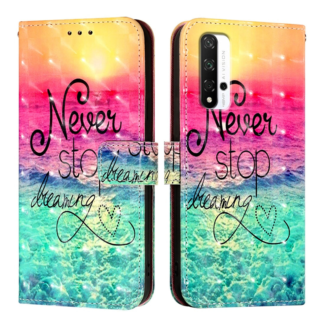 Honor 20 Pro Leather Flip Phone Case with 3D Painted Design, Card Holder, Wallet & Stand Function - Durable Protection & Easy Access
