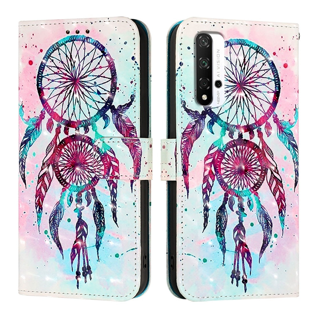 Honor 20 Pro Leather Flip Phone Case with 3D Painted Design, Card Holder, Wallet & Stand Function - Durable Protection & Easy Access