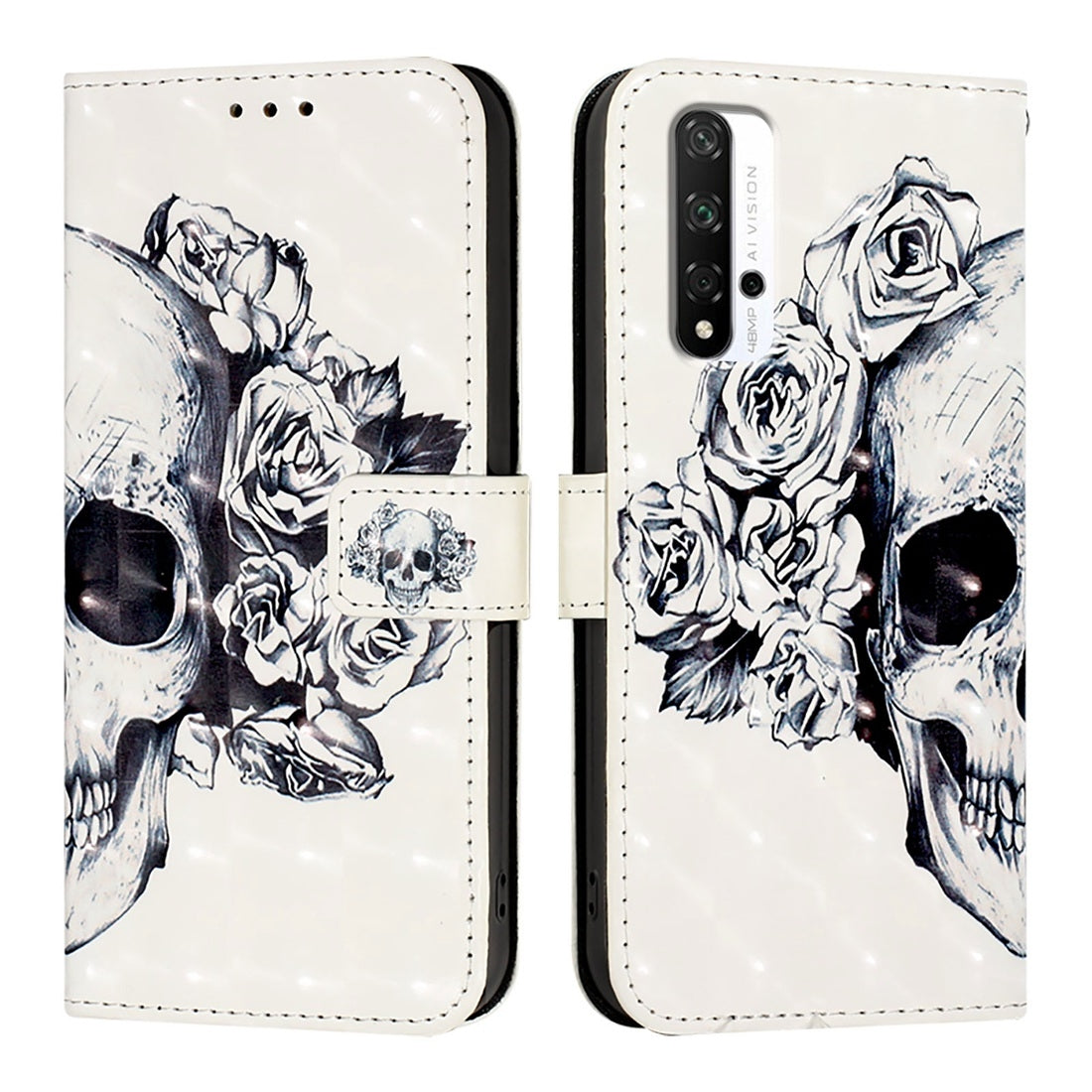Honor 20 Pro Leather Flip Phone Case with 3D Painted Design, Card Holder, Wallet & Stand Function - Durable Protection & Easy Access