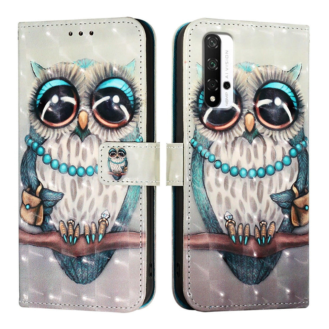 Honor 20 Pro Leather Flip Phone Case with 3D Painted Design, Card Holder, Wallet & Stand Function - Durable Protection & Easy Access