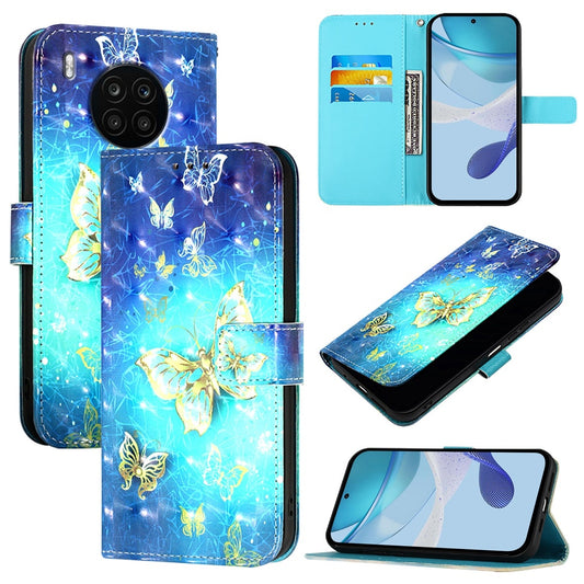 Honor 50 Lite Leather Flip Phone Case with 3D Painted Design, Card Holder, Wallet & Stand Function - Durable Protection & Easy Access