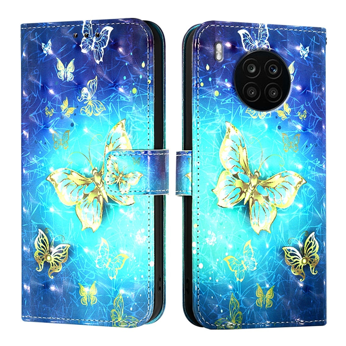 Honor 50 Lite Leather Flip Phone Case with 3D Painted Design, Card Holder, Wallet & Stand Function - Durable Protection & Easy Access