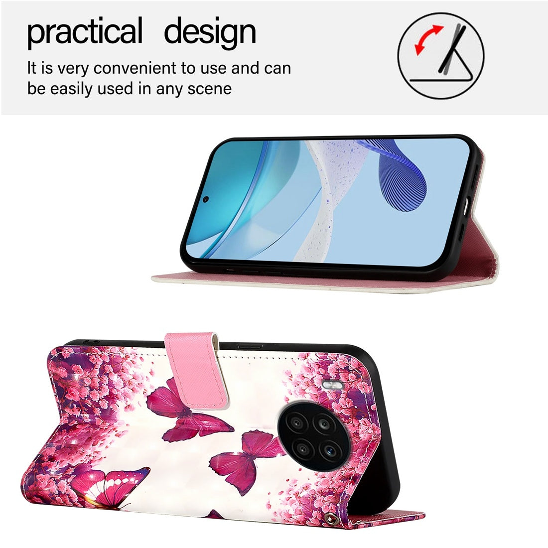 Honor 50 Lite Leather Flip Phone Case with 3D Painted Design, Card Holder, Wallet & Stand Function - Durable Protection & Easy Access
