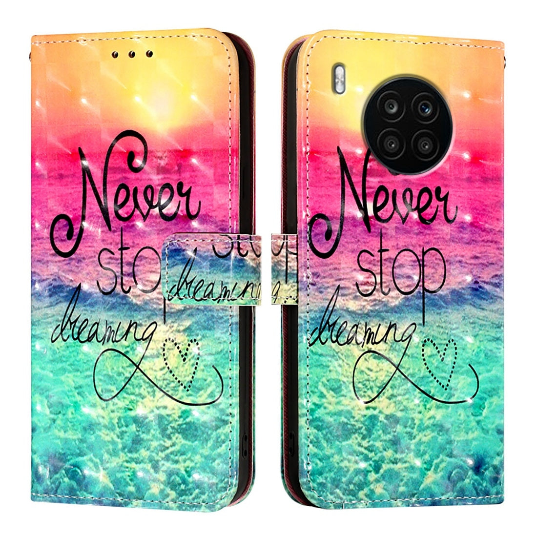 Honor 50 Lite Leather Flip Phone Case with 3D Painted Design, Card Holder, Wallet & Stand Function - Durable Protection & Easy Access