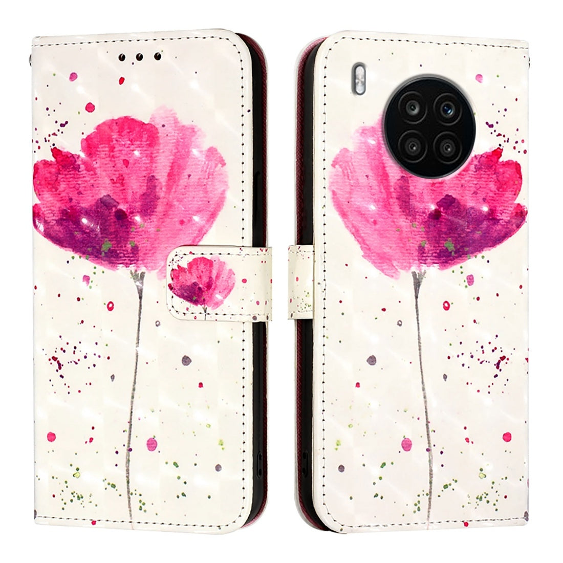 Honor 50 Lite Leather Flip Phone Case with 3D Painted Design, Card Holder, Wallet & Stand Function - Durable Protection & Easy Access