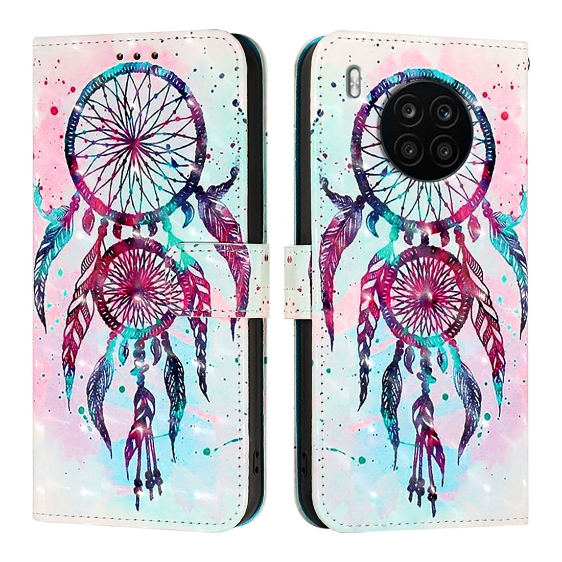 Honor 50 Lite Leather Flip Phone Case with 3D Painted Design, Card Holder, Wallet & Stand Function - Durable Protection & Easy Access