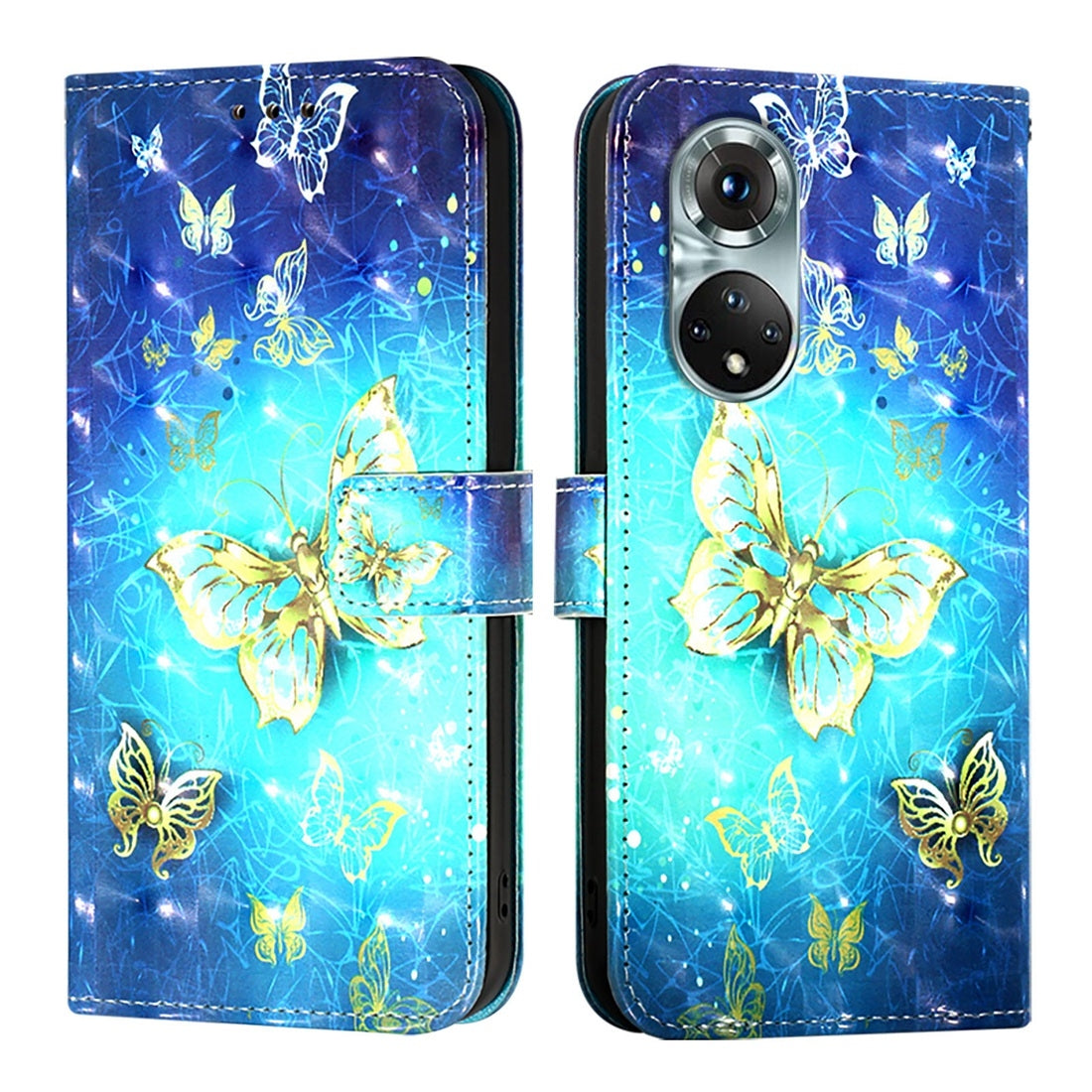 Honor 50 Pro Leather Flip Phone Case with 3D Painted Design, Card Holder, Wallet & Stand Function - Durable Protection & Easy Access
