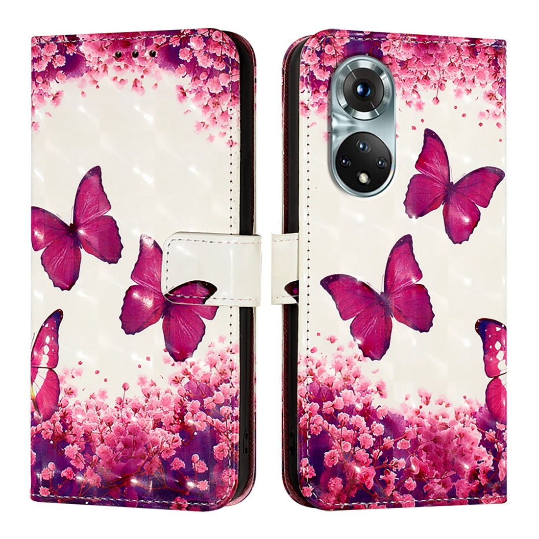 Honor 50 Pro Leather Flip Phone Case with 3D Painted Design, Card Holder, Wallet & Stand Function - Durable Protection & Easy Access