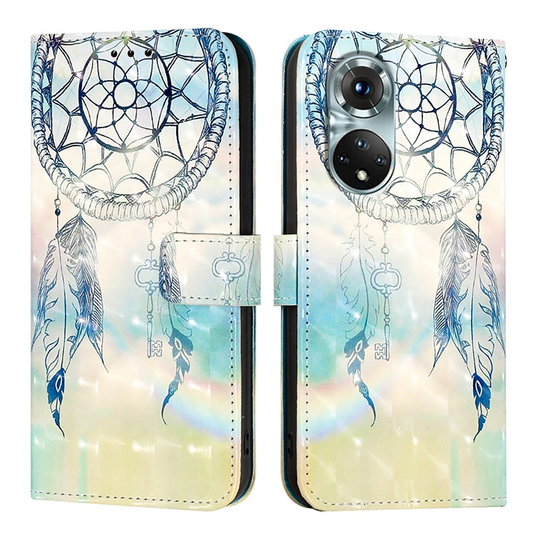 Honor 50 Pro Leather Flip Phone Case with 3D Painted Design, Card Holder, Wallet & Stand Function - Durable Protection & Easy Access