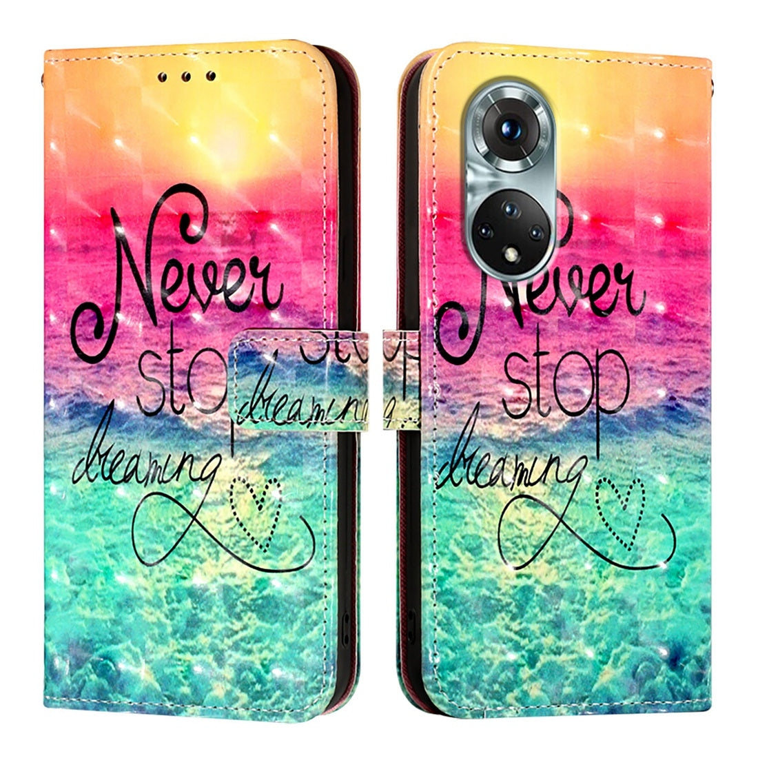 Honor 50 Pro Leather Flip Phone Case with 3D Painted Design, Card Holder, Wallet & Stand Function - Durable Protection & Easy Access