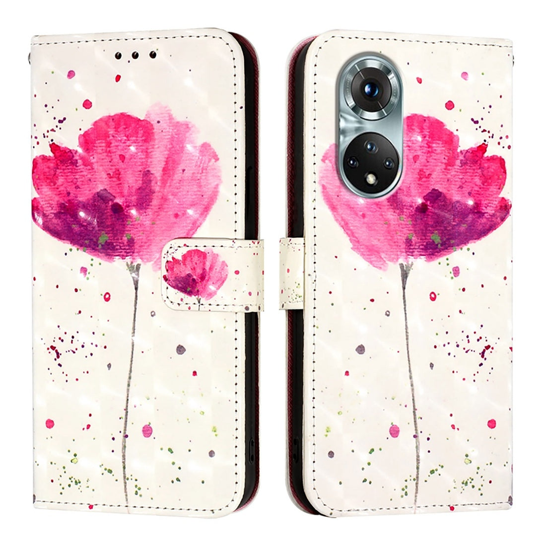 Honor 50 Pro Leather Flip Phone Case with 3D Painted Design, Card Holder, Wallet & Stand Function - Durable Protection & Easy Access