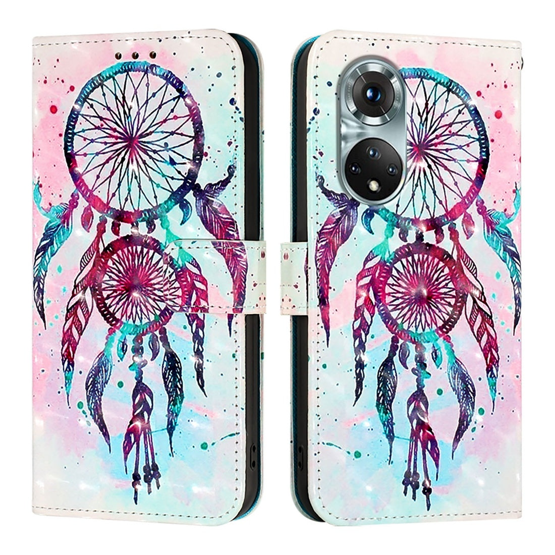 Honor 50 Pro Leather Flip Phone Case with 3D Painted Design, Card Holder, Wallet & Stand Function - Durable Protection & Easy Access