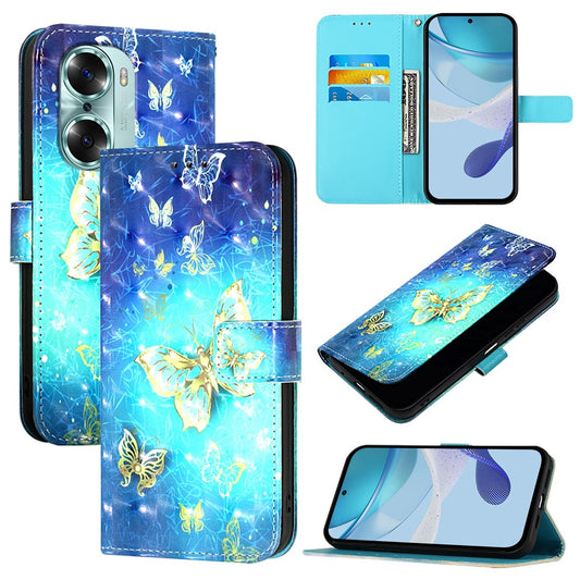 Honor 60 Leather Flip Phone Case with 3D Painted Design, Card Holder, Wallet & Stand Function - Durable Protection & Easy Access
